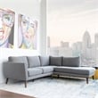 Beatrice Gray Microfiber Modern Living Room Right Facing Corner Sectional Sofa