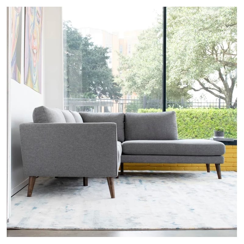 Beatrice Gray Microfiber Modern Living Room Right Facing Corner Sectional Sofa