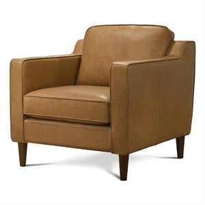 Madison Modern Lounge Chair with Buffalo Leather & Walnut-Finished Legs in Tan
