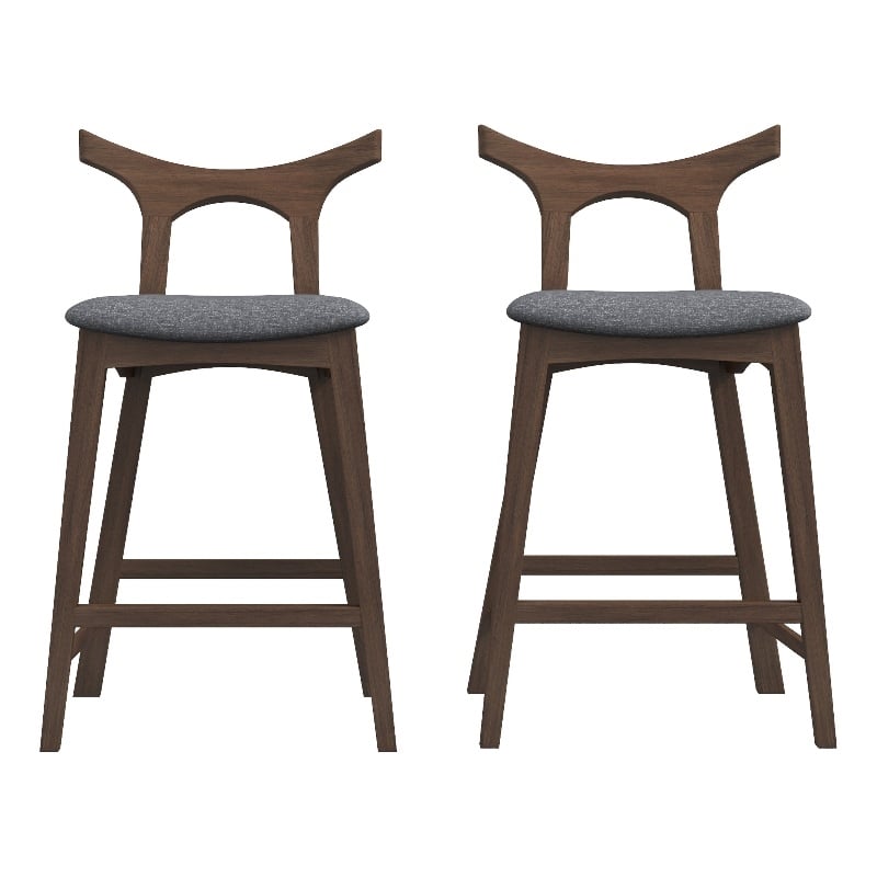 Ashcroft Harper Square Fabric Upholstered Bar Stool in Gray (Set of 2)