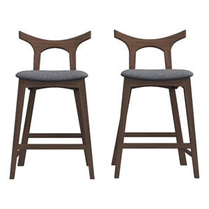 Ashcroft Harper Square Fabric Upholstered Bar Stool in Gray (Set of 2)