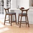 Ashcroft Harper Square Fabric Upholstered Bar Stool in Gray (Set of 2)