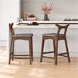 Ashcroft Harper Square Fabric Upholstered Bar Stool in Gray (Set of 2)