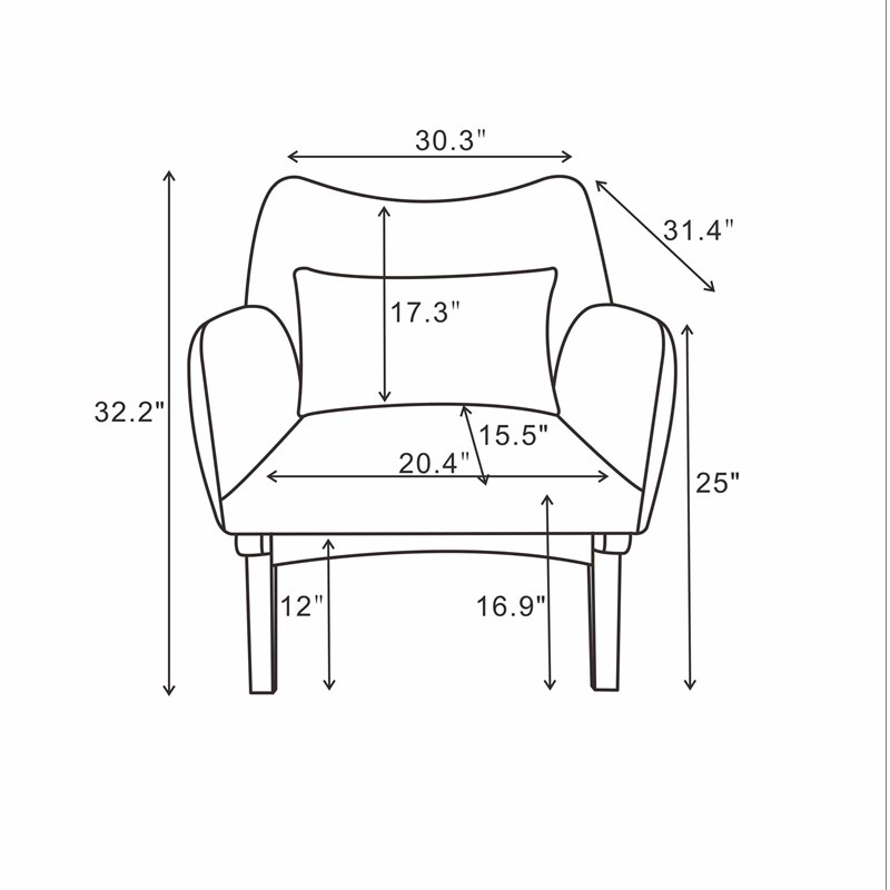 Gatsby Mid Century Modern Furniture Style Orange Velvet Accent Armchair