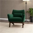 Piedmont Mid Century Modern Furniture Style Green Velvet Accent Armchair