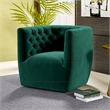 Como Mid Century Modern Comfy Green Velvet Swivel Accent Chair
