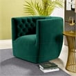 Como Mid Century Modern Comfy Green Velvet Swivel Accent Chair