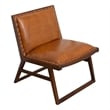 Rohan Mid-Century Modern Tight Back Genuine Leather Lounge Chair in Tan