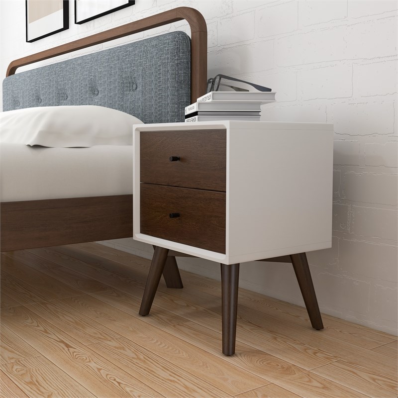 Francesca Solid Wood Frame White Nightstand Bed Side Tables