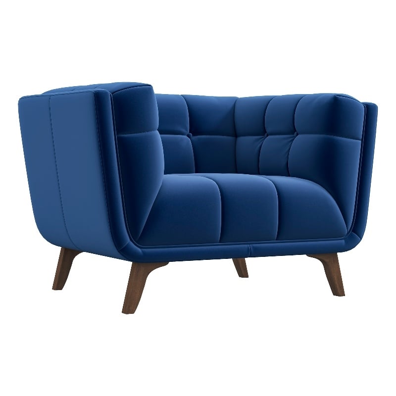 Arcadia Luxury Modern Tufted Accent Wide Blue Velvet Armchair