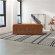 Vichy Mid-Century Modern Design Rectangular Genuine Leather Bench in Tan