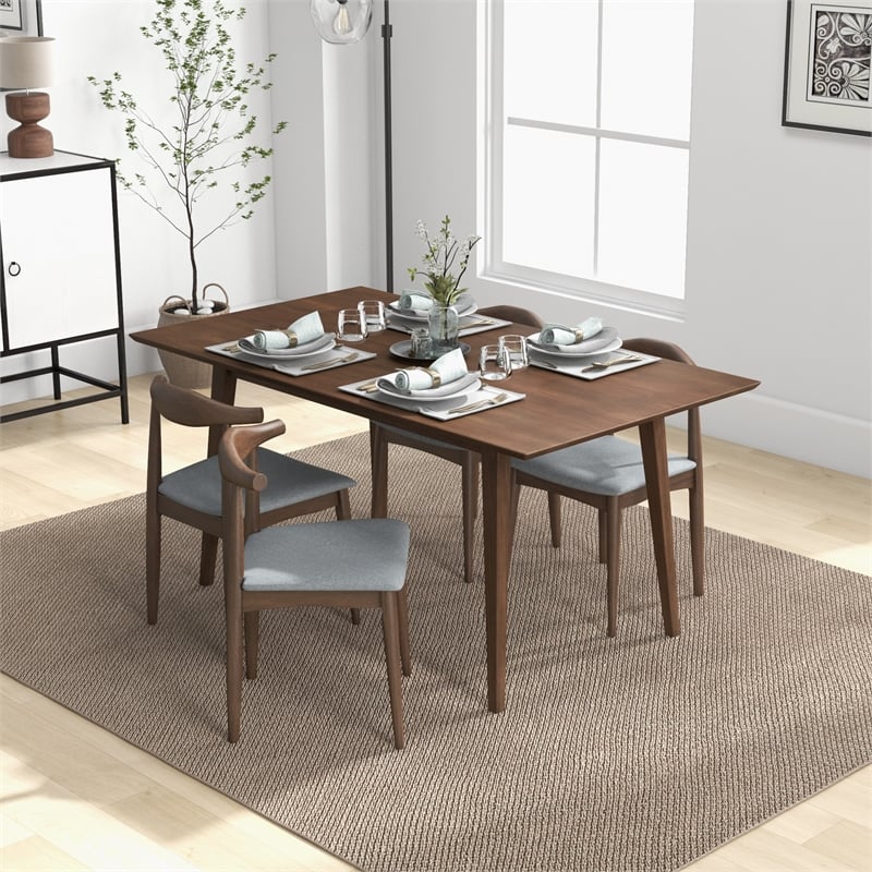 Bailey Modern Solid Wood Walnut Dining Room & Kitchen Table and Chairs for 4