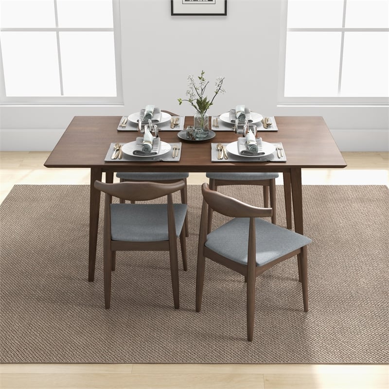 Bailey Modern Solid Wood Walnut Dining Room & Kitchen Table and Chairs for 4