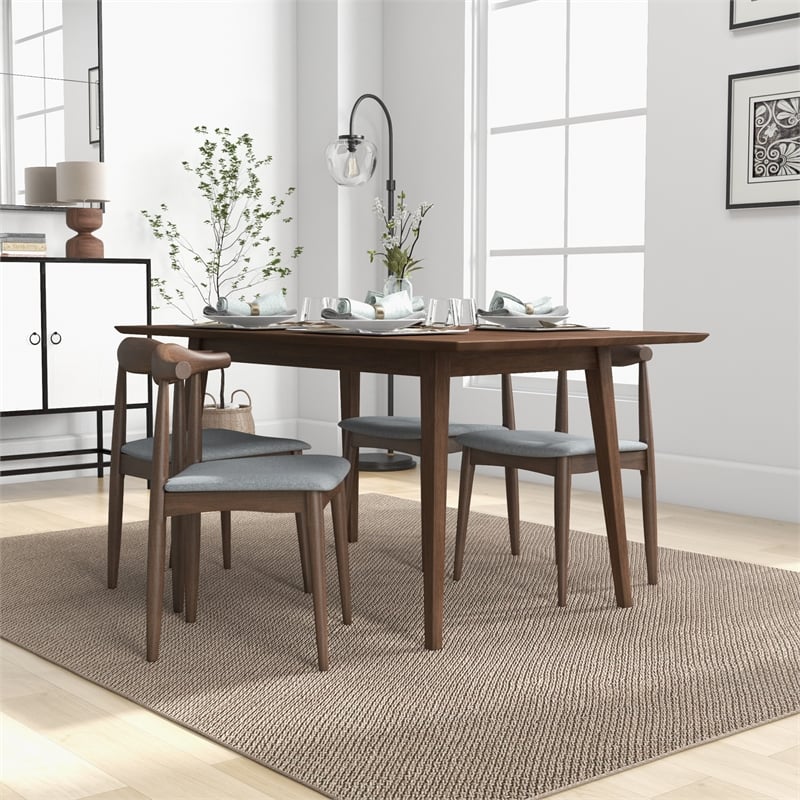 Bailey Modern Solid Wood Walnut Dining Room & Kitchen Table and Chairs for 4
