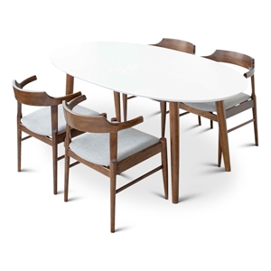 Kaila Modern Solid Wood Walnut Dining Room & Kitchen Table and Chairs for 4