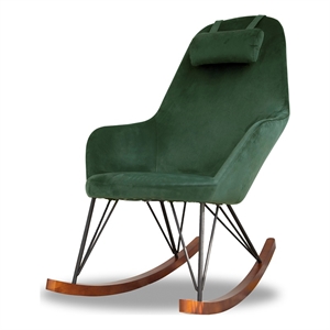 Padova Mid Century Modern Indoor Nursery Velvet Rocking Chairs in Green