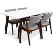 Diya Modern Solid Wood Walnut Dining Room & Kitchen 5 Piece Furniture Set