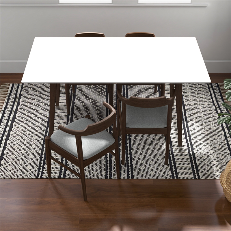 Danika Modern Solid Wood Walnut Dining Room & Kitchen Table and Chairs Set of 4