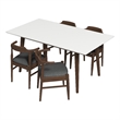 Danika Modern Solid Wood Walnut Dining Room & Kitchen Table and Chairs Set of 4
