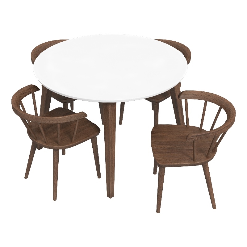 Elvira Mid Century Modern Kitchen Table and Chairs for 4