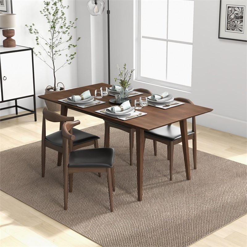Baron Modern Solid Wood Walnut Dining Room & Kitchen Table and Chair Set of 4