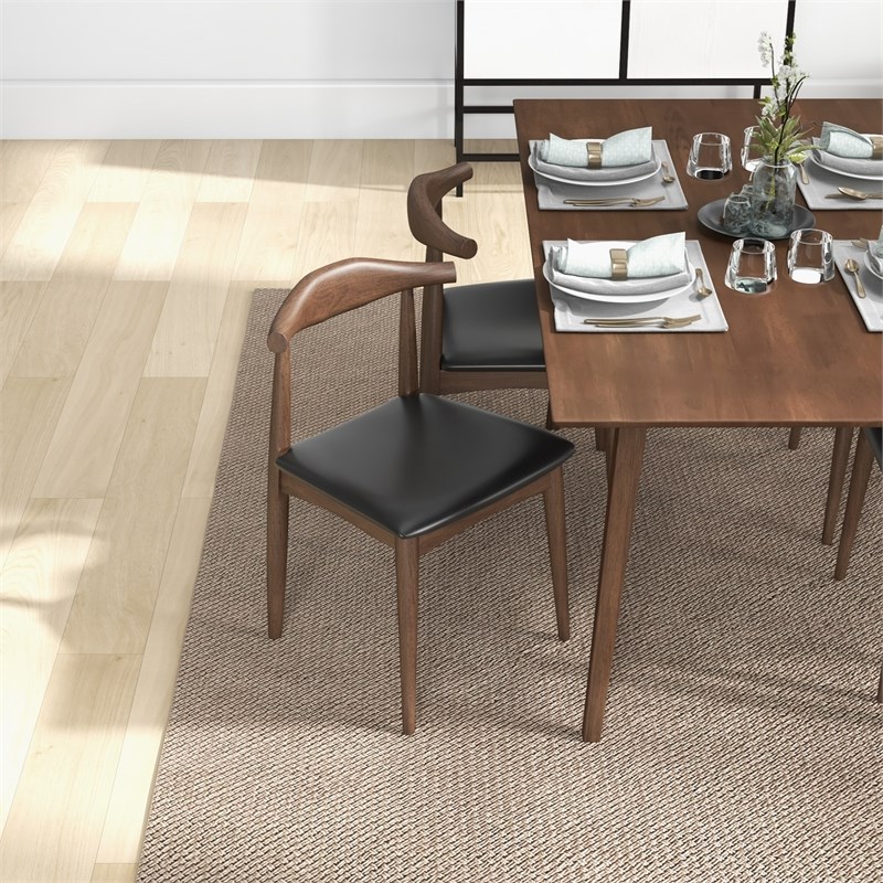 Baron Modern Solid Wood Walnut Dining Room & Kitchen Table and Chair Set of 4