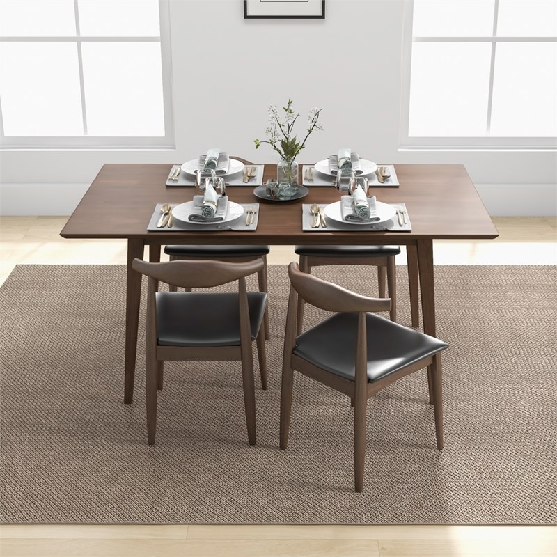 Baron Modern Solid Wood Walnut Dining Room & Kitchen Table and Chair Set of 4