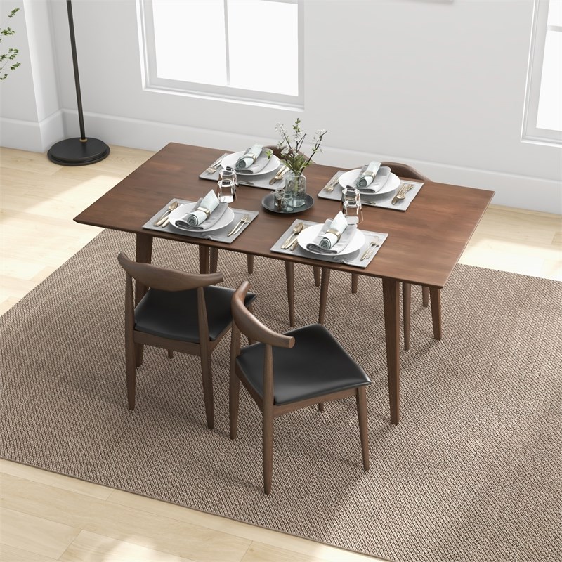 Baron Modern Solid Wood Walnut Dining Room & Kitchen Table and Chair Set of 4