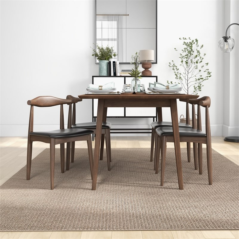 Baron Modern Solid Wood Walnut Dining Room & Kitchen Table and Chair Set of 4