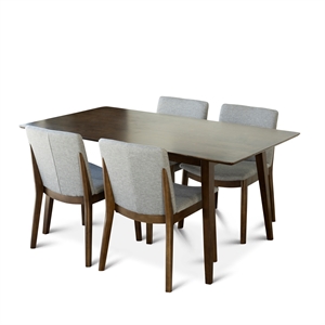 Desmond Modern Solid Wood Dining Table and 4 Chair Set