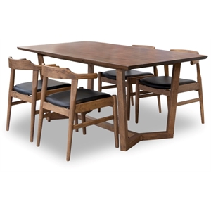 osiris modern solid wood walnut dining room & kitchen table and chairs set of 4