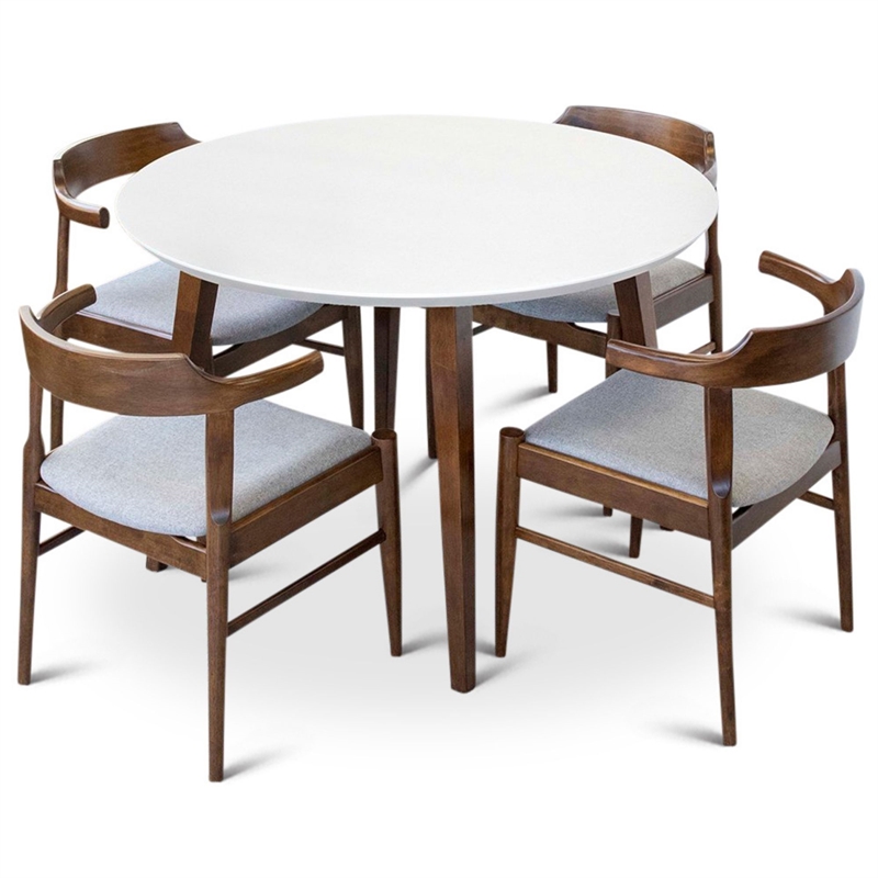 Jasper Modern Solid Wood Walnut Dining Room & Kitchen Table Set for 4