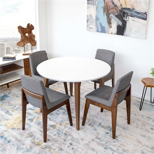 Jocelyn Modern Solid Wood Walnut Kitchen & Dining Room 5 Piece Furniture Set
