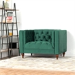 Clodine Mid Century Modern Tufted Velvet Upholstered Dark Green Armchair