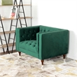 Clodine Mid Century Modern Tufted Velvet Upholstered Dark Green Armchair