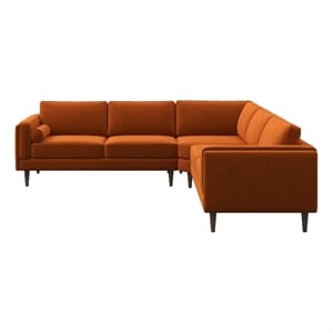 Hudson Orange Velvet Modern Living Room Corner Symmetrical Sofa