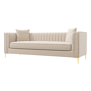 kali mid century modern style velvet living room sofa in cream