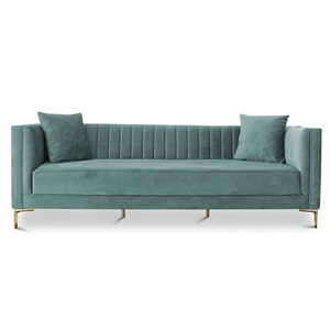 Kali Mid-Century Modern Tight Back Velvet Sofa in Sage Green