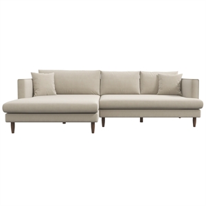 denise mid century style living room velvet corner sectional sofa in beige