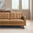 Lucille Spacious Leather Sectional Sofa with Button-Tufted Cushions in Tan