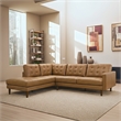 Lucille Spacious Leather Sectional Sofa with Button-Tufted Cushions in Tan