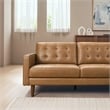 Lucille Spacious Leather Sectional Sofa with Button-Tufted Cushions in Tan