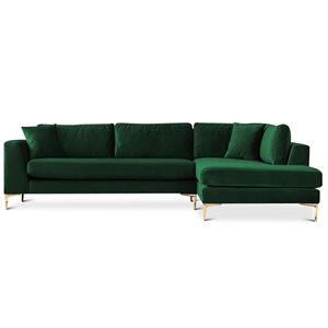 mila green velvet modern living room corner sectional couch