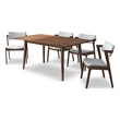 Dayra Modern Solid Wood Walnut Dining Room & Kitchen Table and Chairs Set of 4