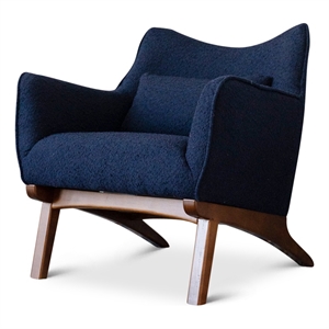 cassidy mid century modern furniture style comfy boucle accent armchair in blue