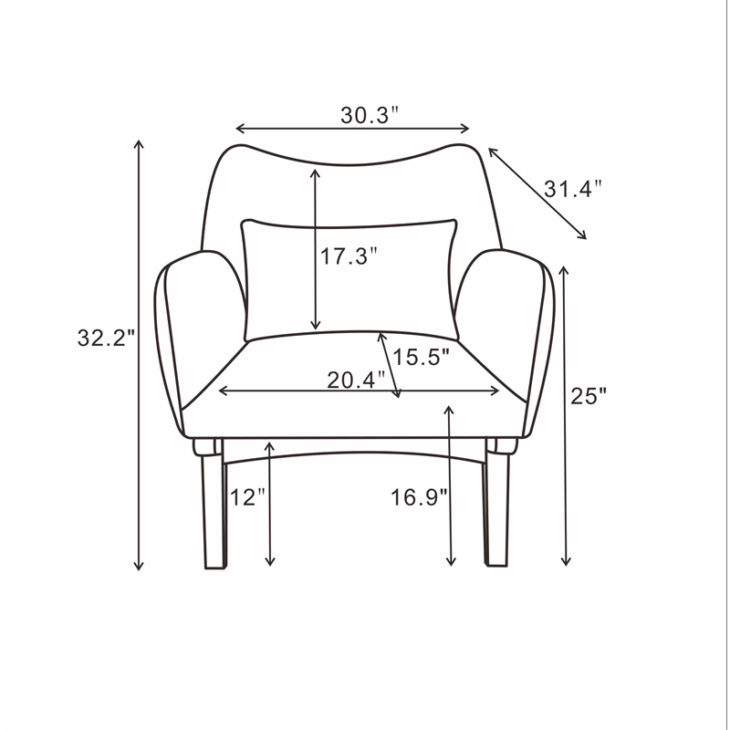 Cassidy Mid Century Furniture Style Comfy Boucle Fabric Accent Armchair in Blue