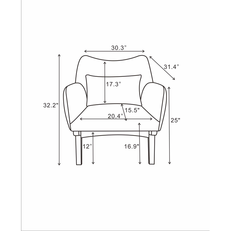 Gatsby Mid Century Furniture Style Comfy Boucle Fabric Accent Armchair in Cream
