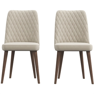 ellen mid-century modern beige velvet dining chair (set of 2)