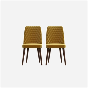 ellen mid-century modern velvet dining chair in gold (set of 2)