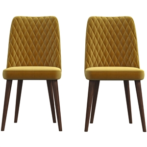 ellen mid-century modern gold velvet dining chair (set of 2)